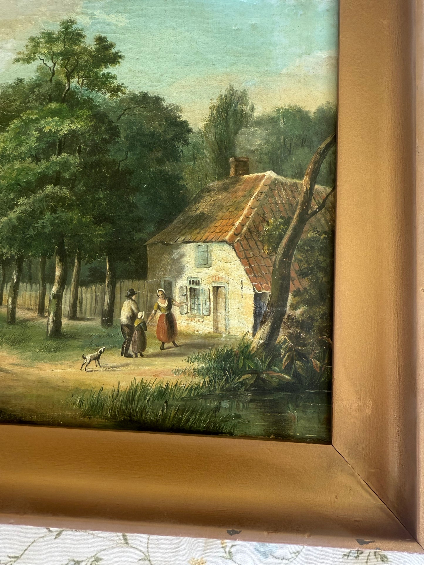 1845 Q.J. Goddard English Countryside Oil Painting – Victorian Era Landscape on Canvas