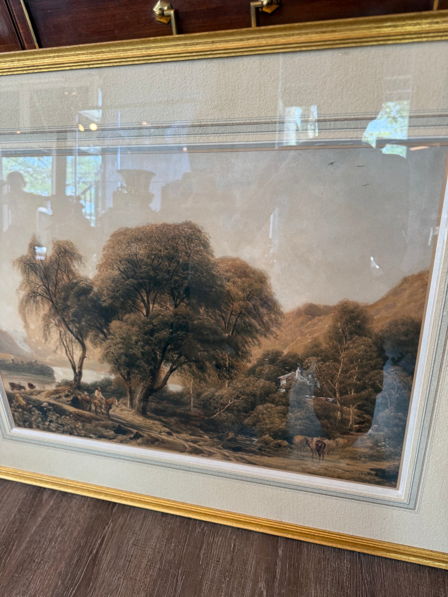 Attributed to Peter De Wint “The Head of the Loch” Watercolor on Paper, Framed