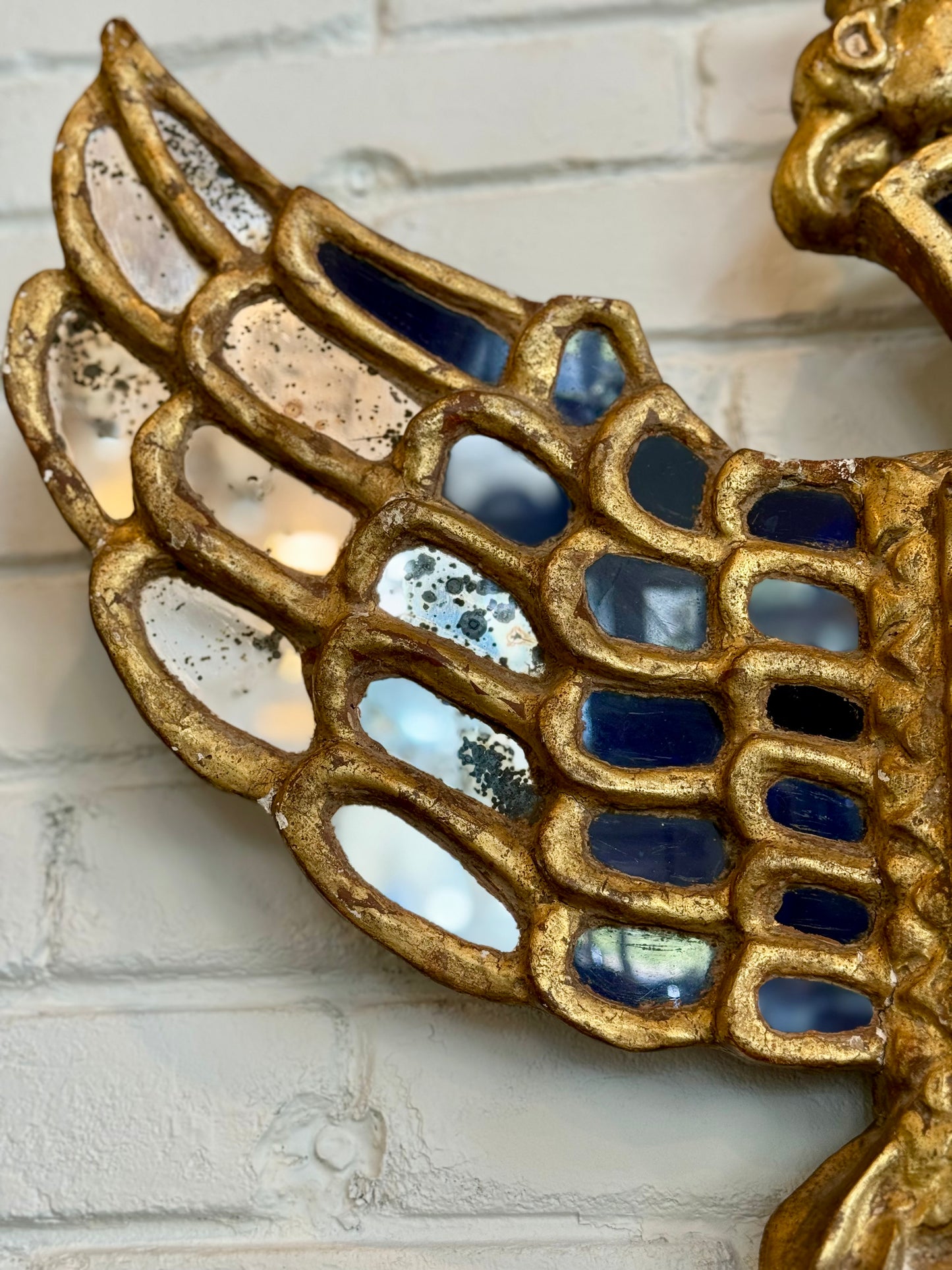 Spanish Colonial Giltwood Heraldic Mirror Frame with Portrait, Late 18th/Early 19th Century