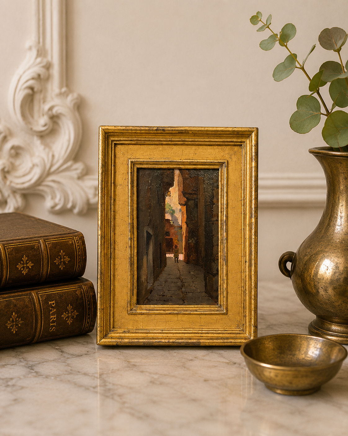 Vicolo Della Luna Florentine Alley Scene Oil Painting