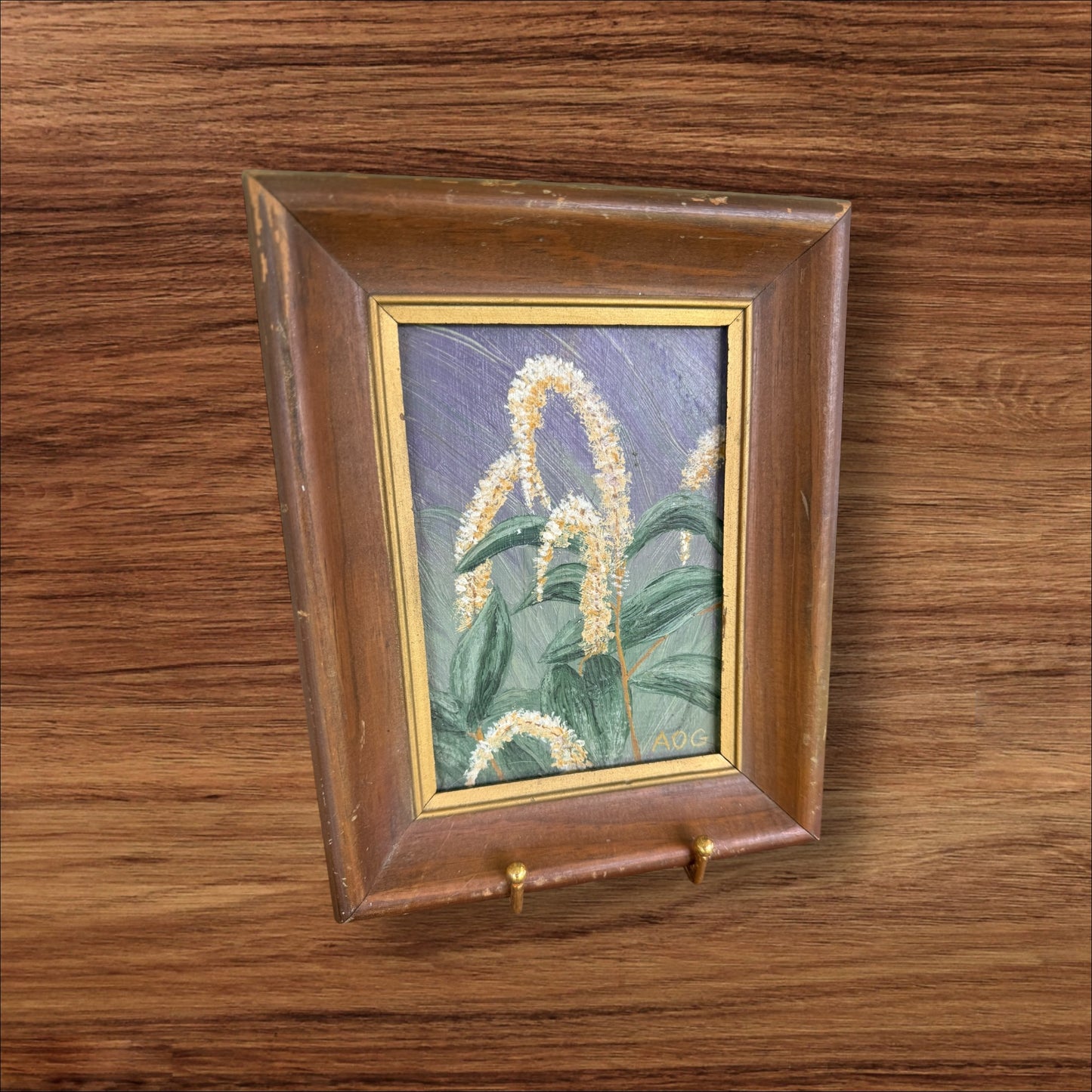 1985 Framed Louisiana Wildflower Acrylic Painting “Lizard’s Tail”