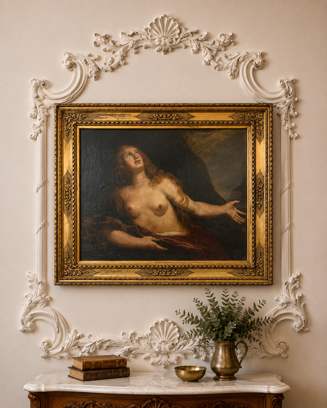 17th Century Italian School Magdalene Oil Painting | Baroque Devotional Portrait