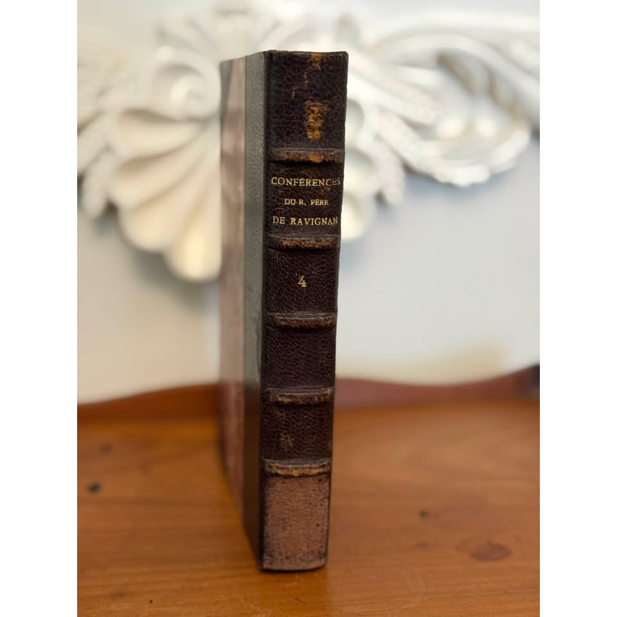 Antique 1896 French Leather Book De Ravignan Conférences Notre Dame Paris Vol IV
