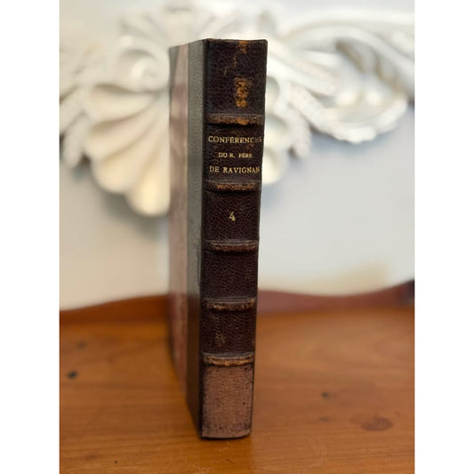 Antique 1896 French Leather Book De Ravignan Conférences Notre Dame Paris Vol IV