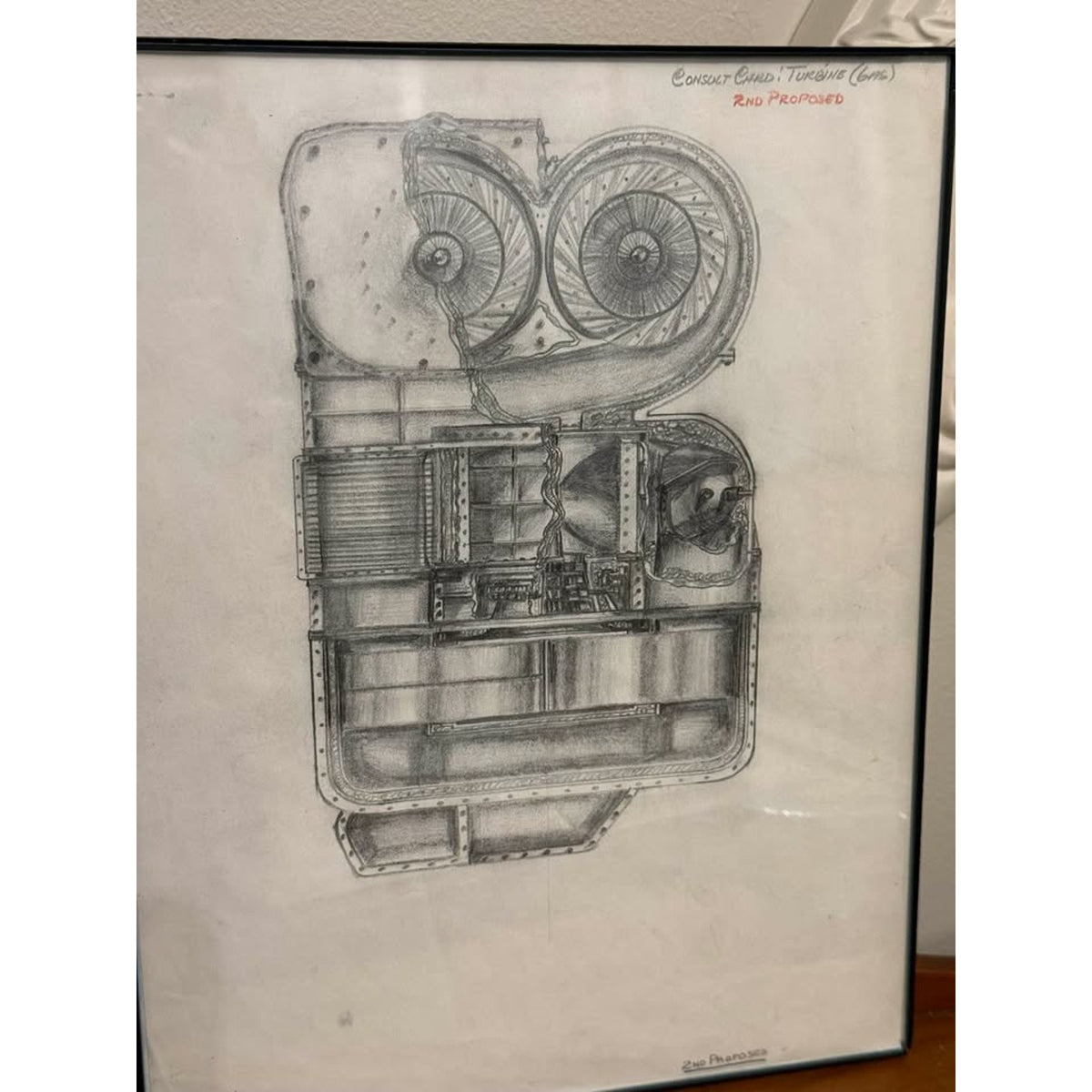 Original 1964 Turbine Engineering Drawing Hand Drawn Technical Industrial Art