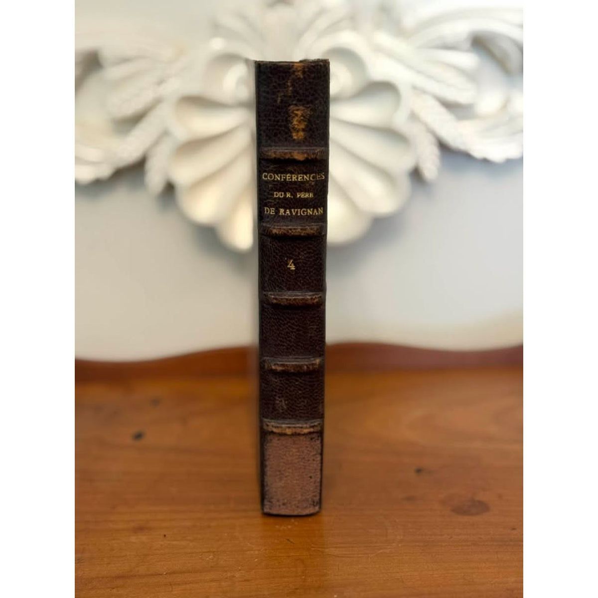 Antique 1896 French Leather Book De Ravignan Conférences Notre Dame Paris Vol IV