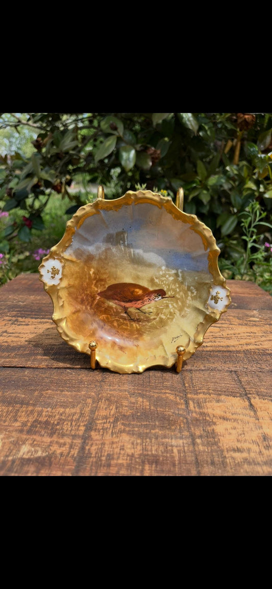 Small Game Bird Plate – Signed Dubois – Limoges Porcelain – SWC Stamped – Vintage Hand-Painted Bird Plate