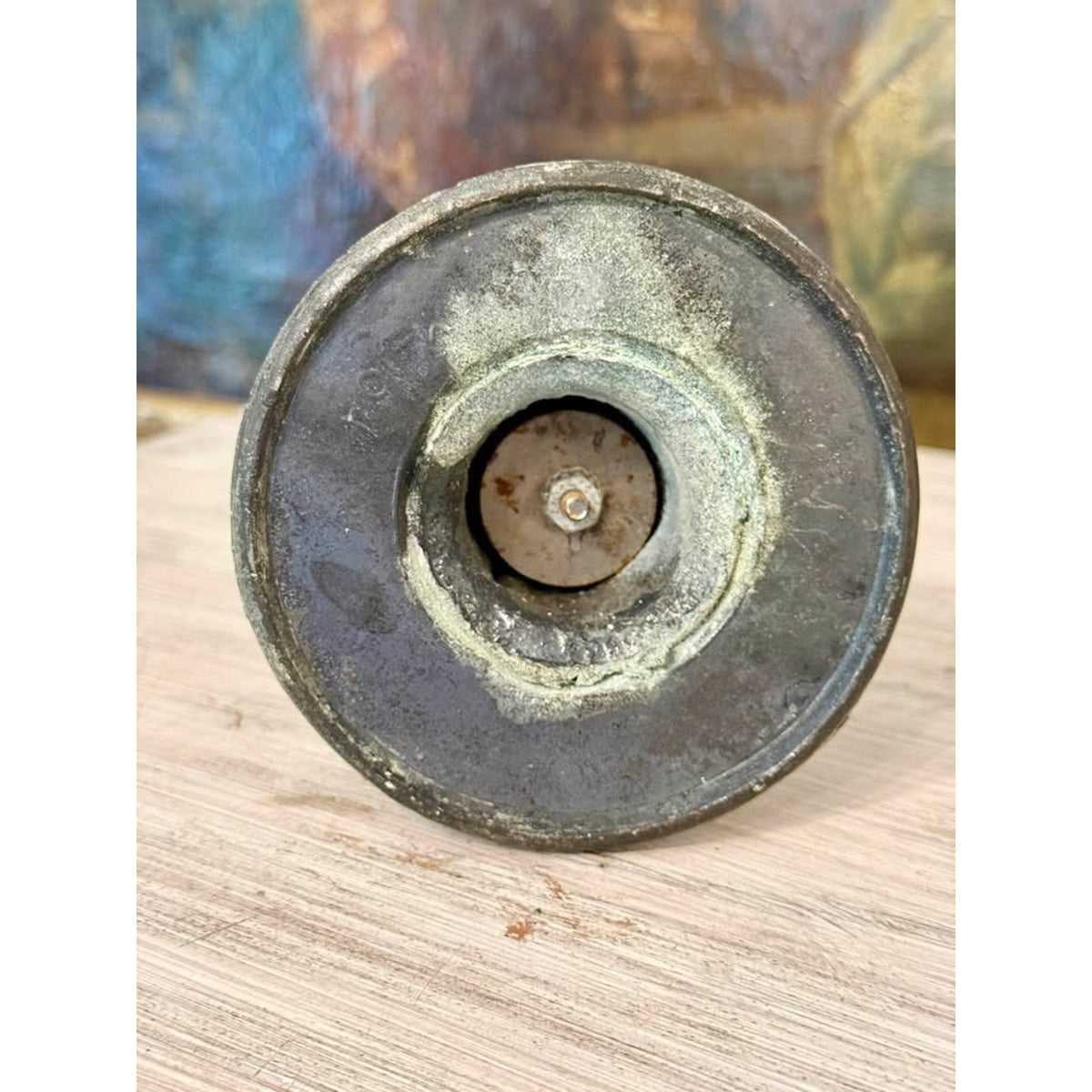 Vintage Silver-Tone Chamberstick Candle Holder with Scroll Handle