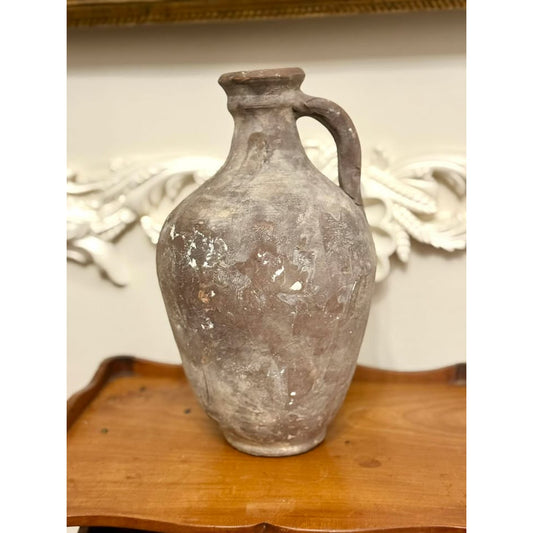 Vintage Hand Thrown Terracotta Pottery Jug Primitive Mediterranean Style
