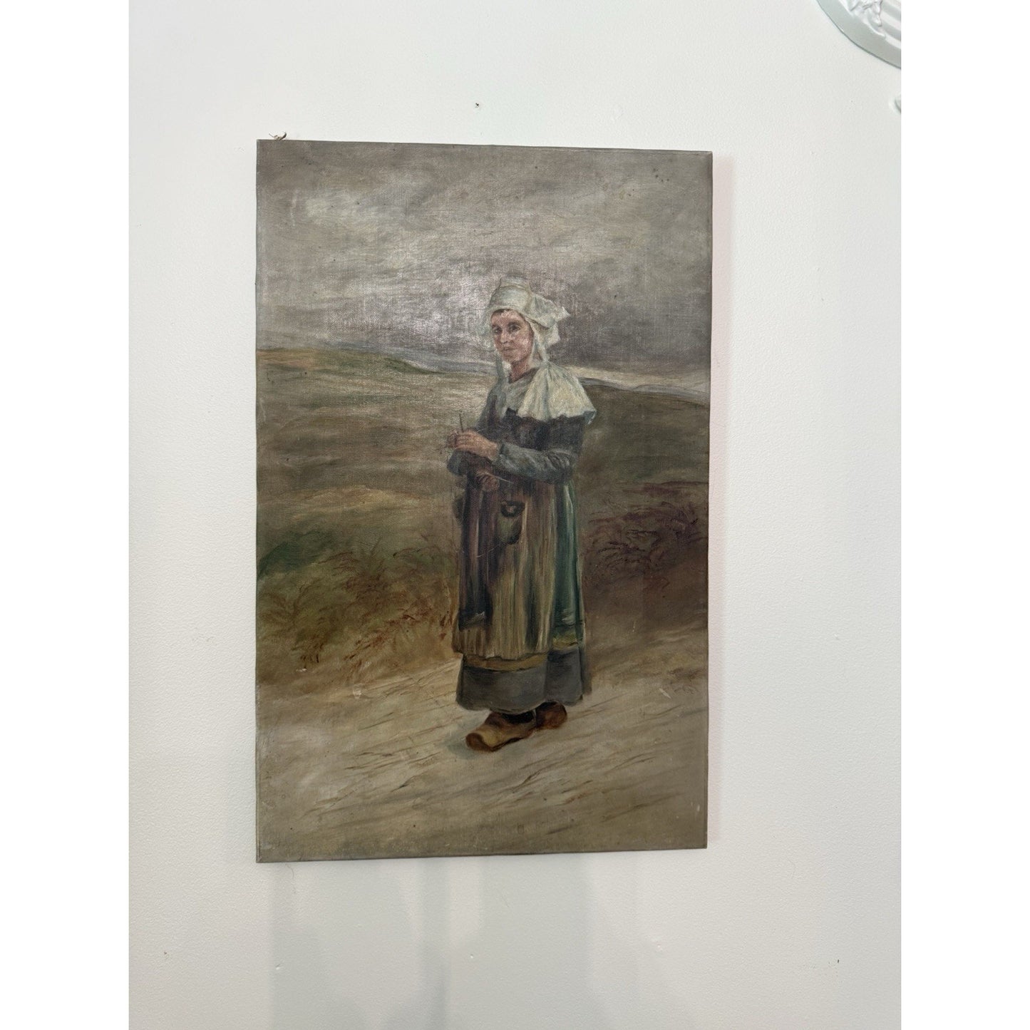 Early 20th Century Continental European Woman Oil on Canvas