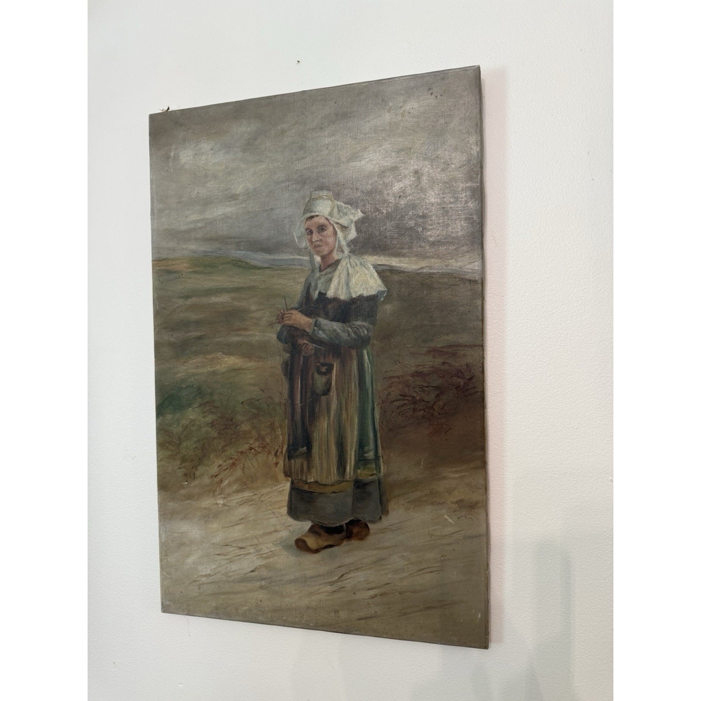 Early 20th Century Continental European Woman Oil on Canvas