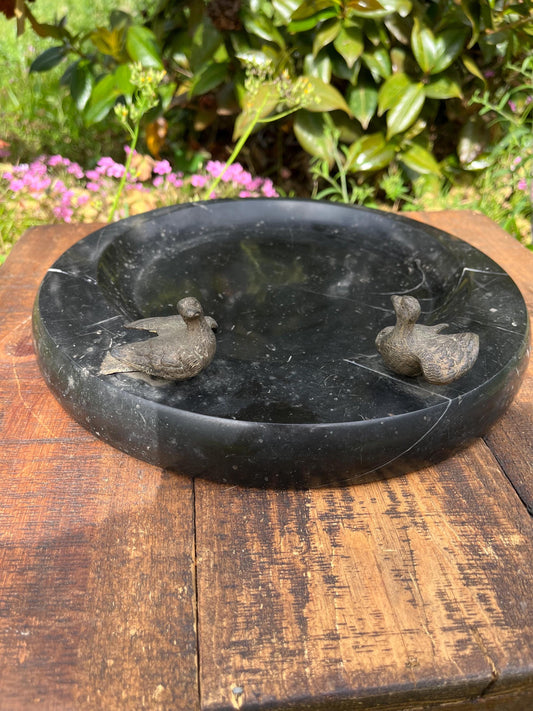 Art Deco Marble Tray with Bronze Birds