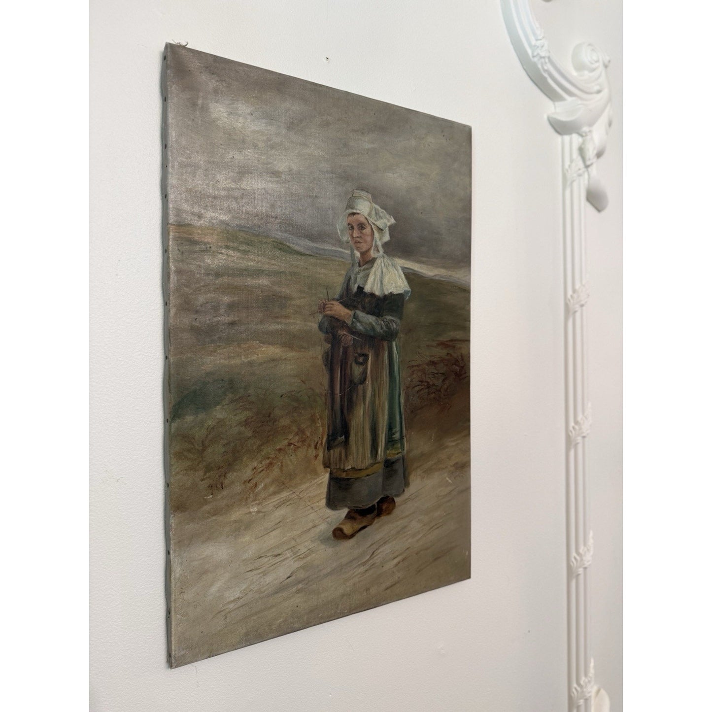 Early 20th Century Continental European Woman Oil on Canvas