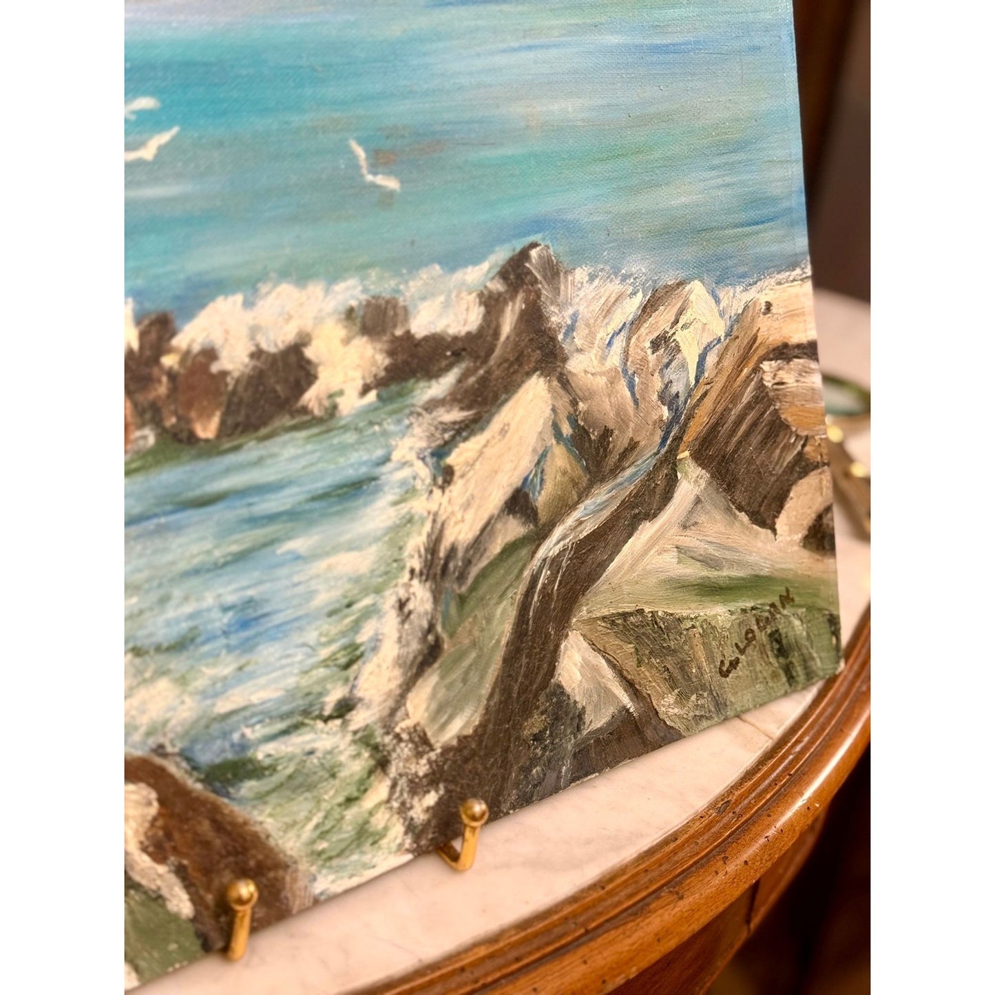 Impressionist Coastal Seascape Oil on Board