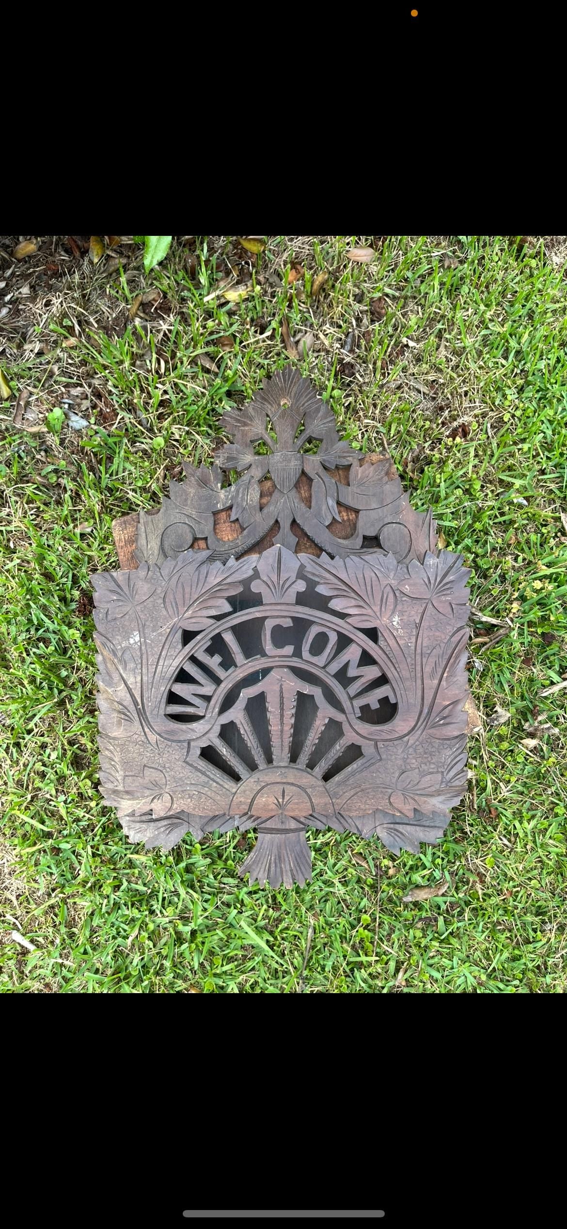 Antique Victorian Oak Magazine Rack | Black Oak Newspaper Stand | Gothic Revival | Some Damage | Ornate Carved Storage Furniture