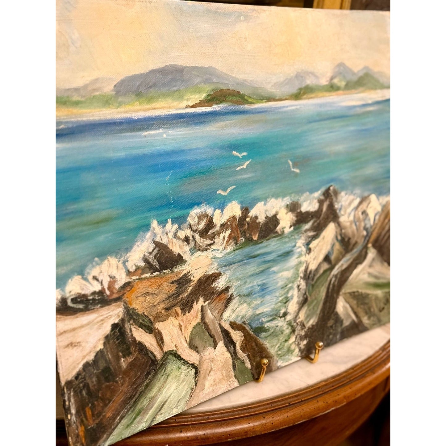 Impressionist Coastal Seascape Oil on Board