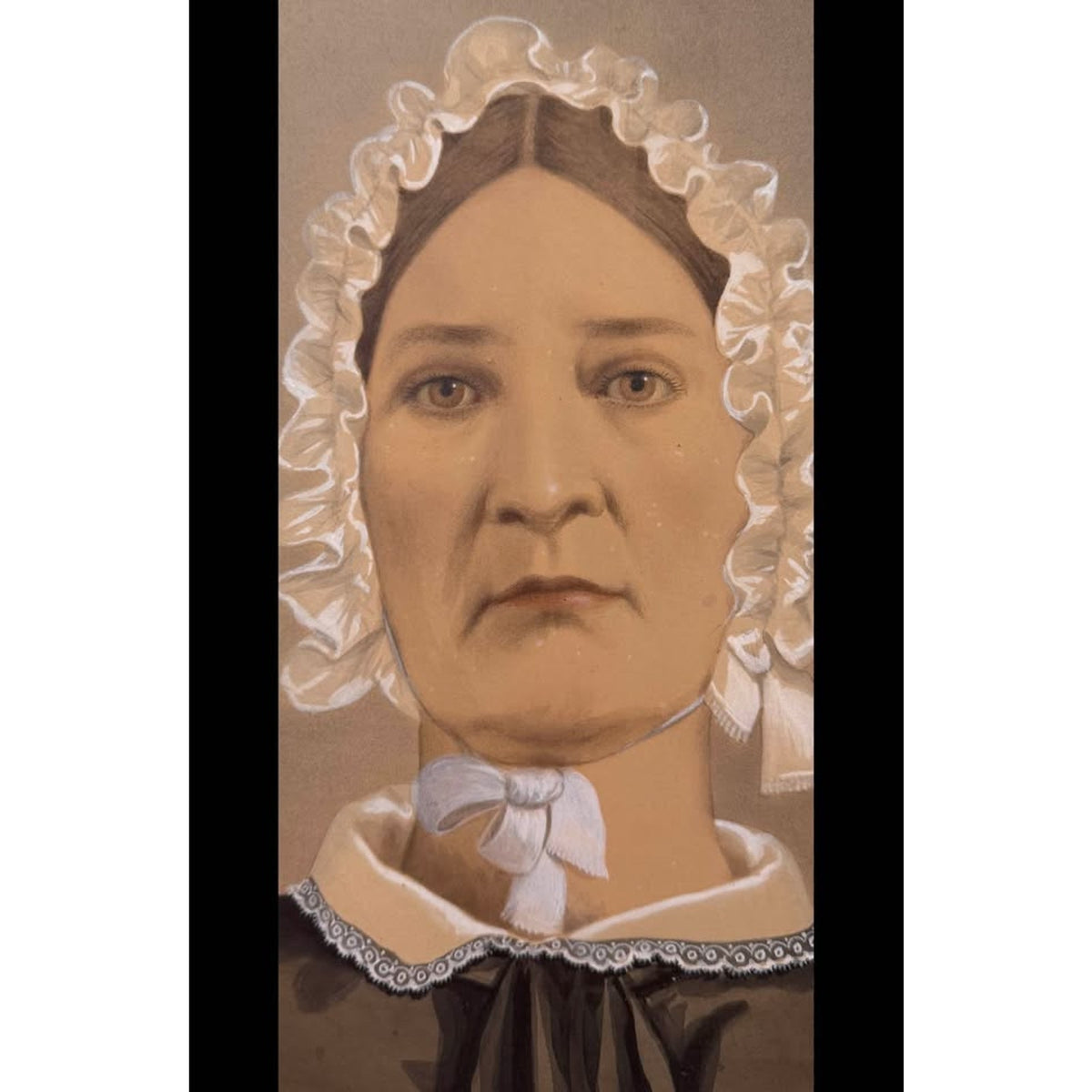 John Wood Dodge Signed 1881 Antique Portrait, Hand-Colored Mixed Media