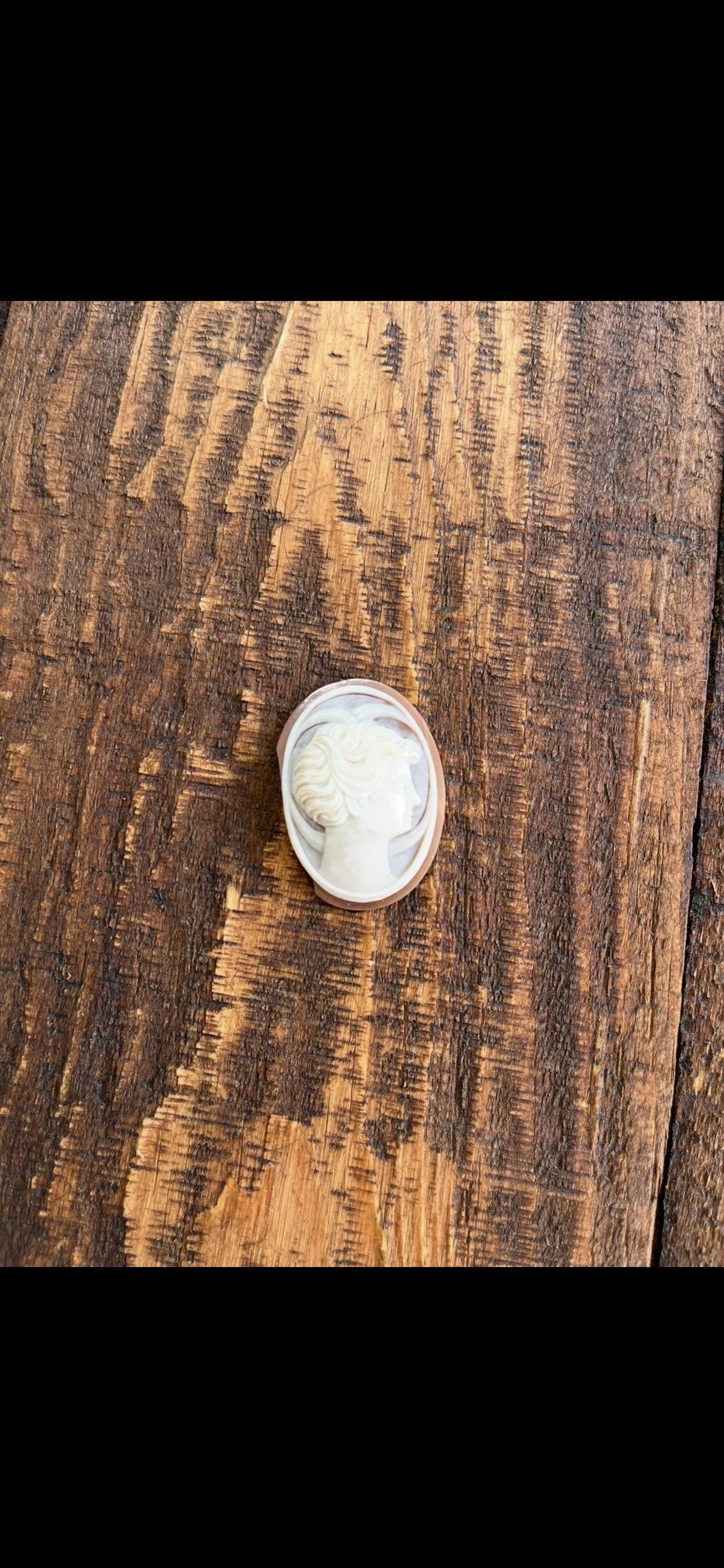 Rare Male Cameo – Antique Hand-Carved Shell Portrait – Hard-to-Find Male Cameo – Damage on Left Side