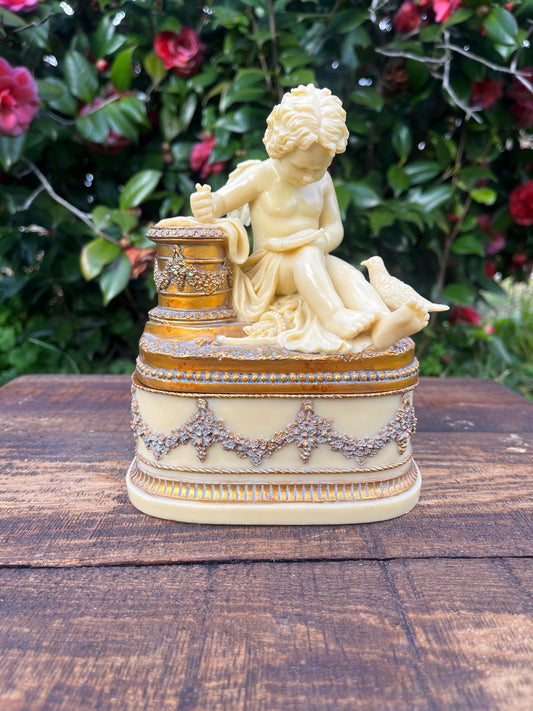 Cherub Trinket Tray, Resin Jewelry Holder, Vintage Tray, Angel Saucer, Decorative Organizer, Gift For Her