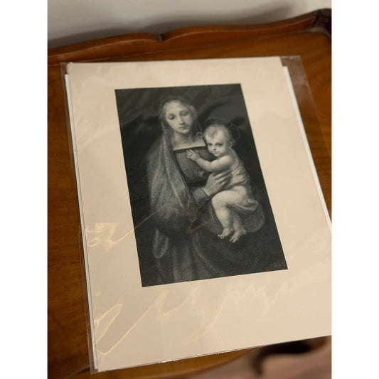 1888 Antique Christian Religious Print Virgin Mary & Baby Jesus Christ Child