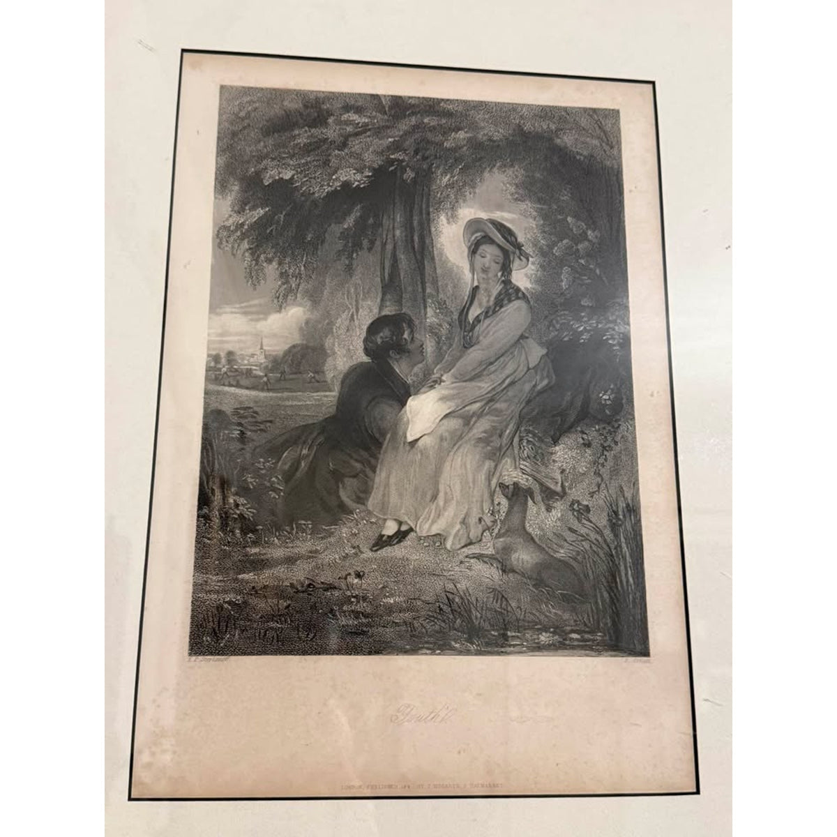 1844 Antique Engraving “Youth” R. Artlett