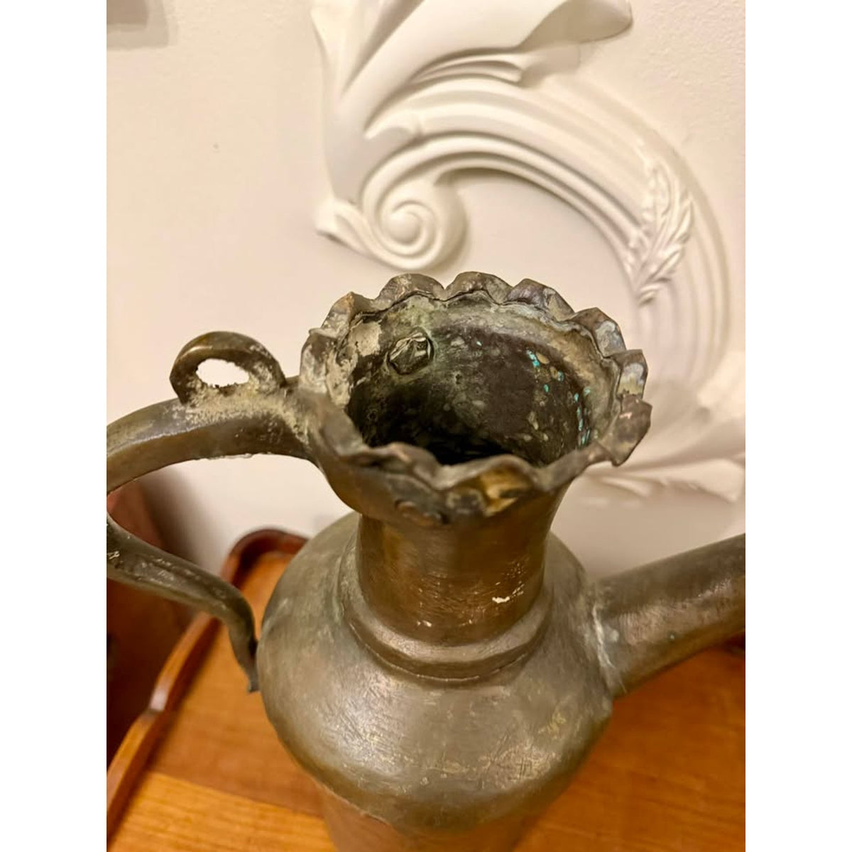 Antique 19th Century Indo-Persian Tinned Copper Aftaba Water Ewer