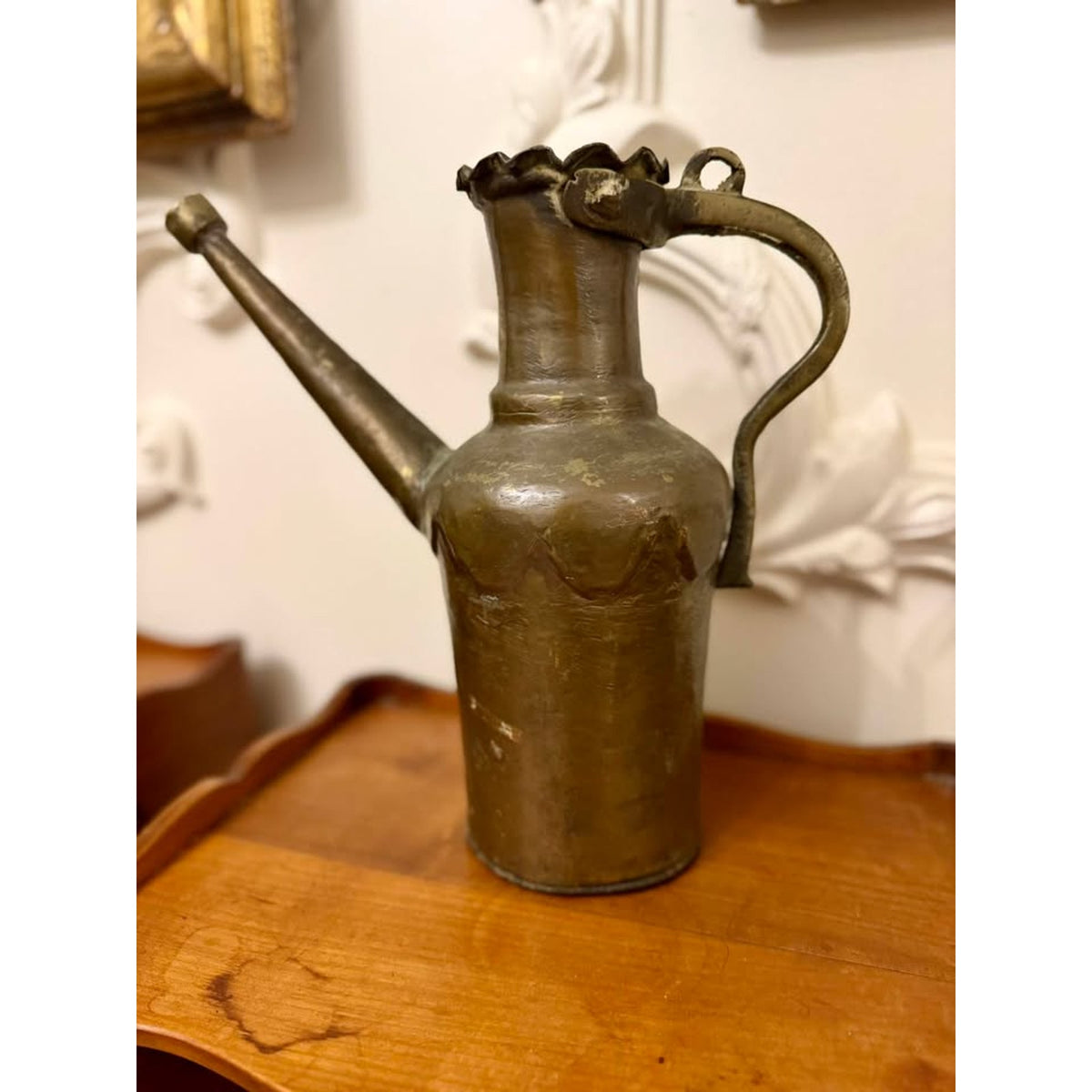 Antique 19th Century Indo-Persian Tinned Copper Aftaba Water Ewer