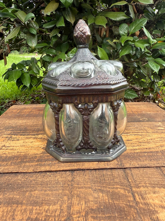 Vintage Bubble Glass Apothecary Jar with Lid – Clear Ribbed Display Jar for Bathroom, Vanity, or Kitchen Decor