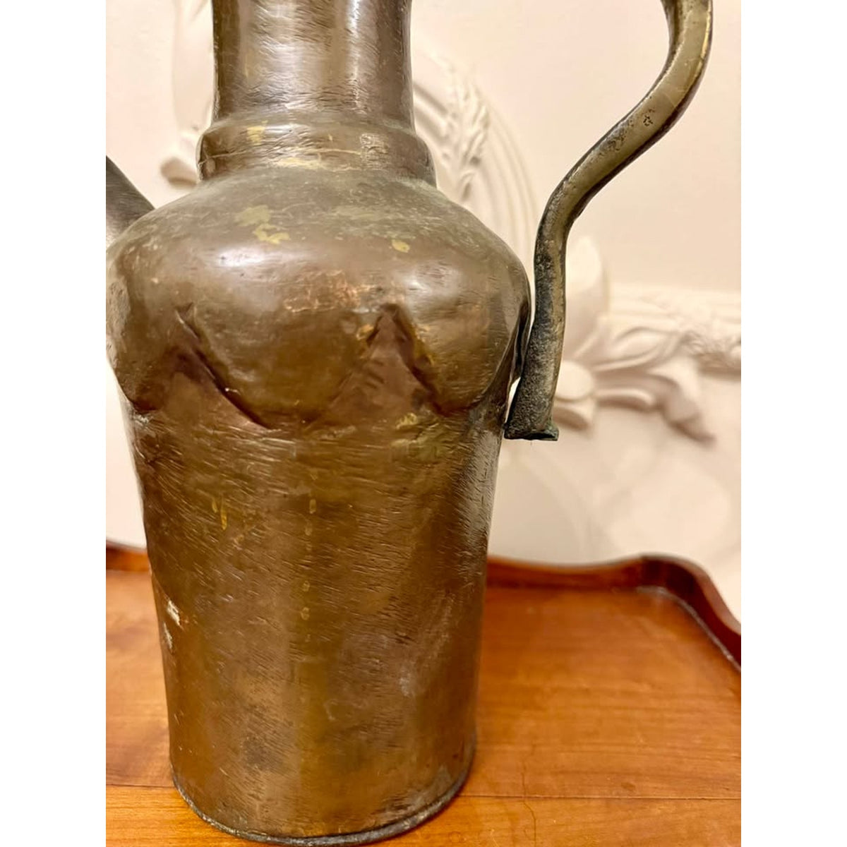 Antique 19th Century Indo-Persian Tinned Copper Aftaba Water Ewer