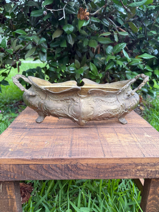 Antique French Rococo Jardinière Planter | Gilt Centerpiece | Ornate Louis XV Style Metal Cachepot | Decorative Bowl