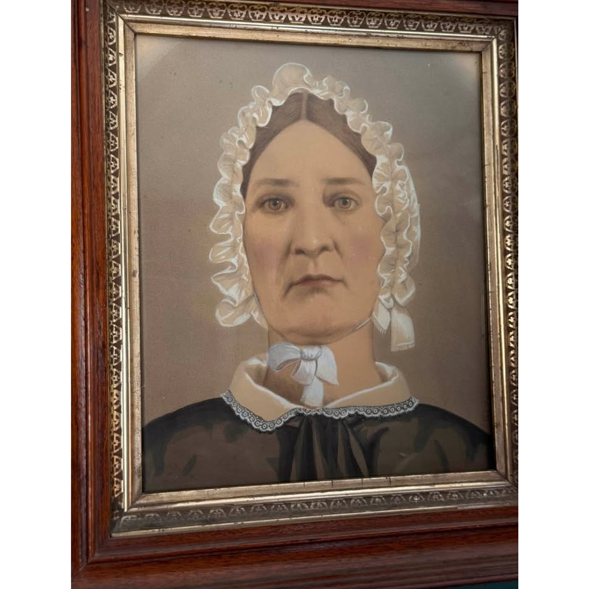John Wood Dodge Signed 1881 Antique Portrait, Hand-Colored Mixed Media
