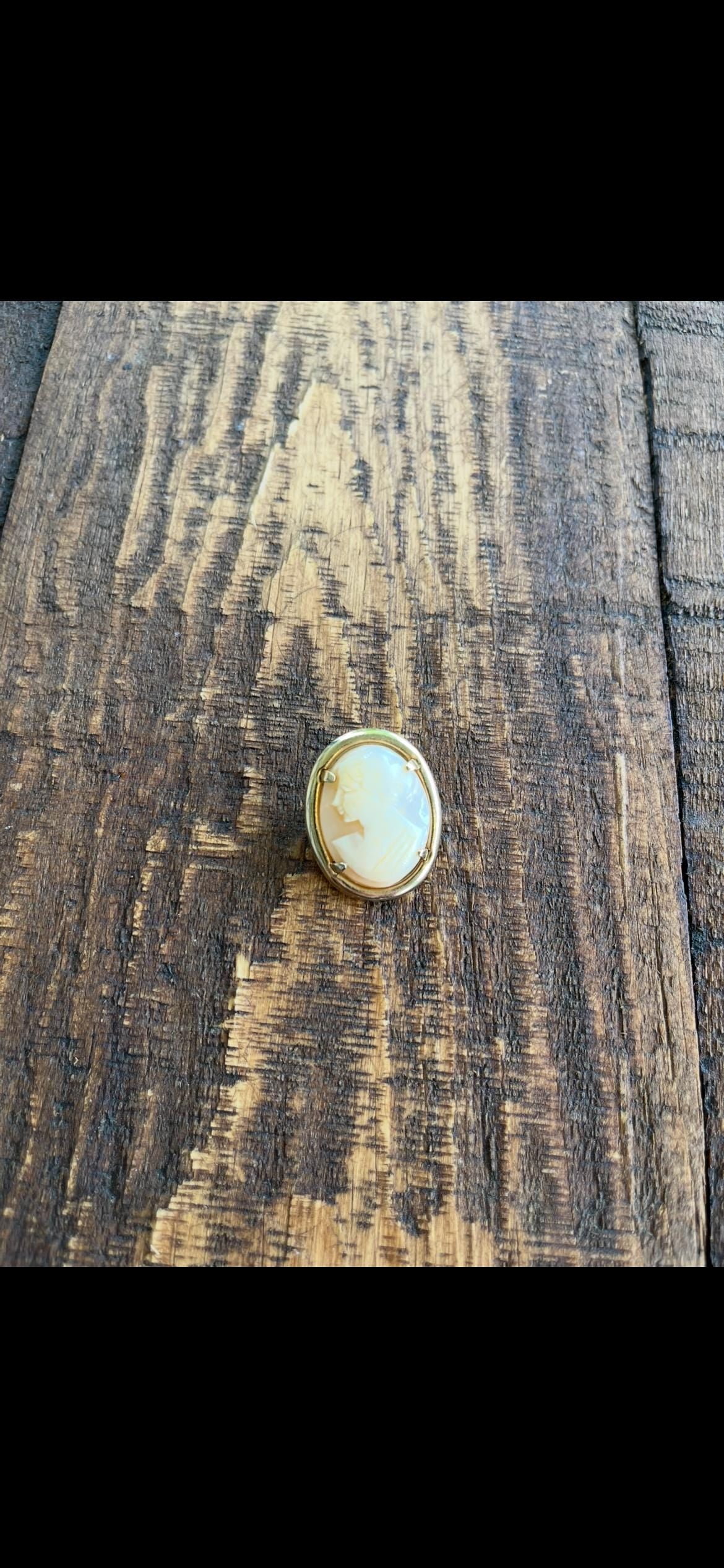 Victorian Shell Cameo Brooch – Rare Left-Facing Portrait – Antique Hand-Carved Jewelry – Visible Tool Marks